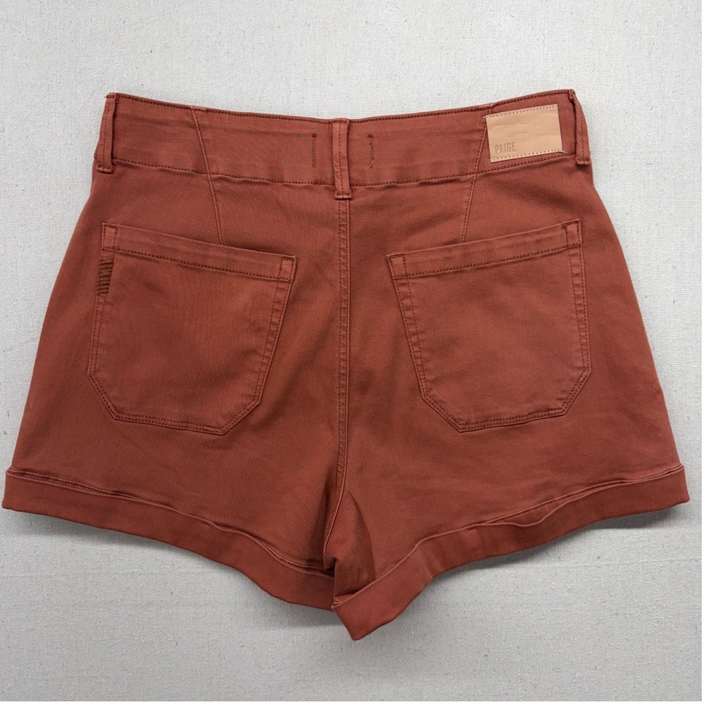 Paige Women Terracotta Rust High Rise Cuffed Shorts 7991G29-8833 Size 29 - Picture 8 of 14